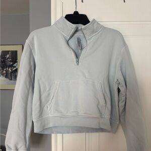 SKIMS Women’s Size M Light Blue Half Zip Pullover Kangaroo Pouch Sweatshirt